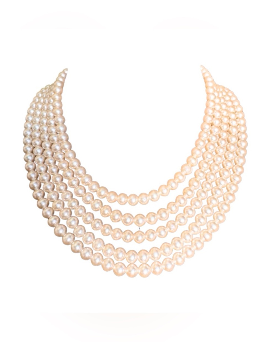 Vintage 5 Strand Faux Pearl Necklace